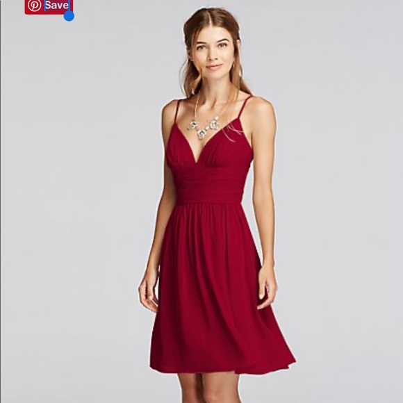 Blue David’s Bridal v neck dress NWT - Picture 2 of 4